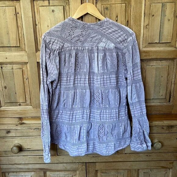 Dylan Los Angeles Pale Purple Blouse Lace‎ Boho Peasant Long Sleeve - Picture 8 of 12